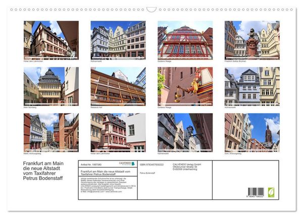 Produktbild: Frankfurt am Main die neue Altstadt vom Taxifahrer Petrus Bodenstaff (Wandkalender 2026 DIN A2 quer), CALVENDO Monatskalender