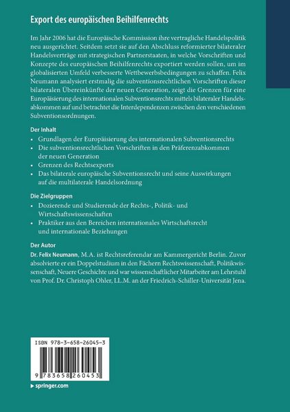 Produktbild: Export des europ&auml;ischen Beihilfenrechts