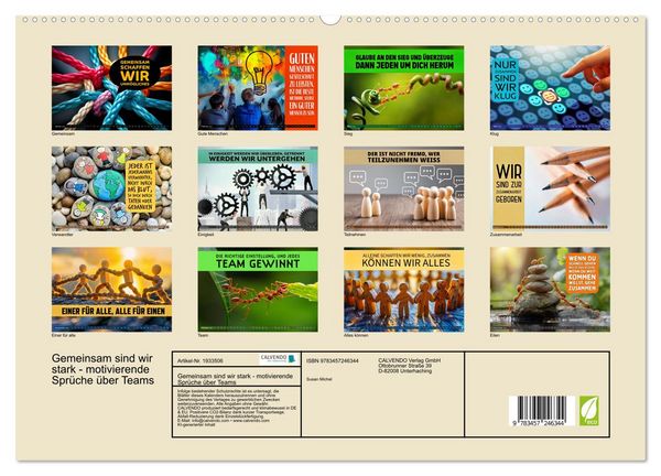 Produktbild: Gemeinsam sind wir stark - motivierende Spr&uuml;che &uuml;ber Teams (hochwertiger Premium Wandkalender 2026 DIN A2 quer), Kunstdruck in Hochglanz