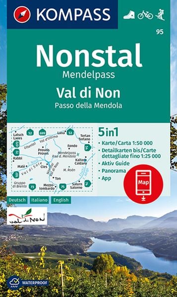 Produktbild: KOMPASS Wanderkarte 95 Nonstal, Mendelpass, Val di Non, Pass