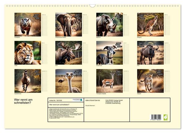 Produktbild: Wer rennt am schnellsten? (Wandkalender 2026 DIN A2 quer), CALVENDO Monatskalender