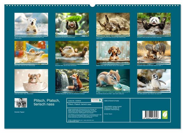 Produktbild: Plitsch, Platsch, tierisch nass (hochwertiger Premium Wandkalender 2026 DIN A2 quer), Kunstdruck in Hochglanz