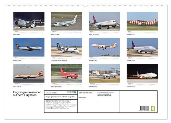 Produktbild: Flugzeugimpressionen auf dem Flughafen (Wandkalender 2026 DIN A2 quer), CALVENDO Monatskalender