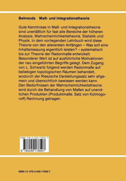 Produktbild: Ma&szlig;- und Integrationstheorie