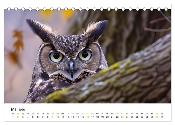 Produktbild: Im Reich der Eulen (Tischkalender 2026 DIN A5 quer), CALVENDO Monatskalender