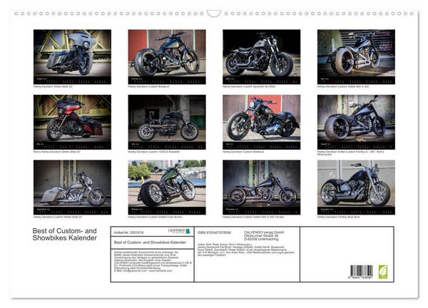 Produktbild: Best of Custom- and Showbikes Kalender (Wandkalender 2026 DIN A2 quer), CALVENDO Monatskalender