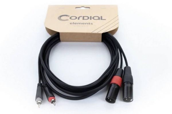 Produktbild: Cordial EU 1,5 MC XLR Verbindungskabel [2x XLR-Stecker 3 polig - 2x Cinch-Stecker] 1.50 m Schwarz