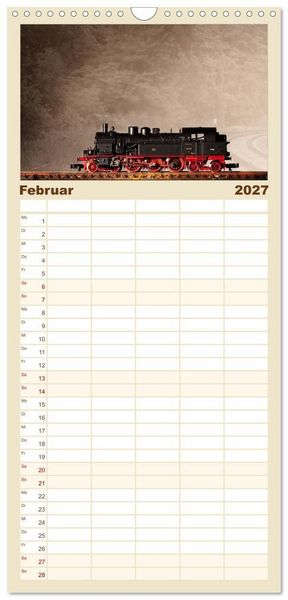Produktbild: Familienplaner 2027 - Dampflokomotiven in Spur N mit 5 Spalten (Wandkalender, 21 x 45 cm) CALVENDO