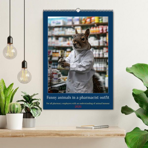 Produktbild: Funny animals in a pharmacist outfit (Wall Calendar 2026 DIN A2 portrait), CALVENDO 12 Month Wall Calendar