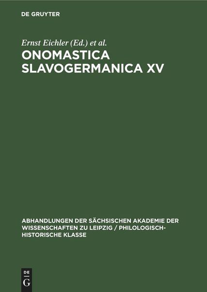 Produktbild: Onomastica Slavogermanica XV