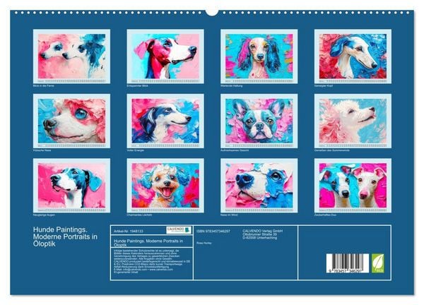 Produktbild: Hunde Paintings. Moderne Portraits in &Ouml;loptik (hochwertiger Premium Wandkalender 2026 DIN A2 quer), Kunstdruck in Hochglanz