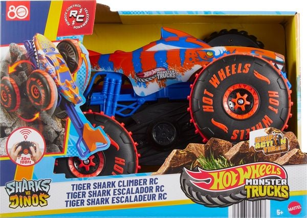 Produktbild: Hot Wheels Monster Trucks Tiger Shark Climber RC-Fahrzeug, batteriebetriebener