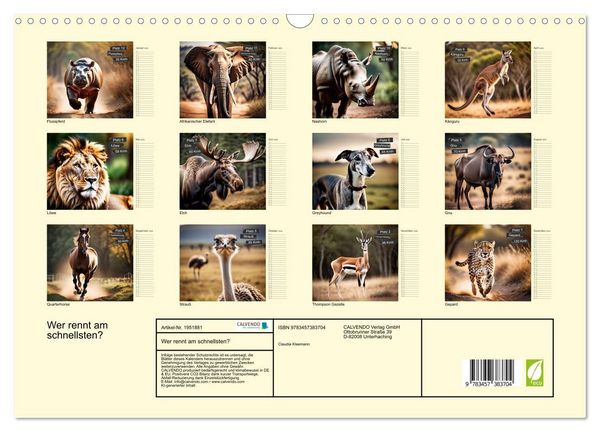 Produktbild: Wer rennt am schnellsten? (Wandkalender 2026 DIN A3 quer), CALVENDO Monatskalender