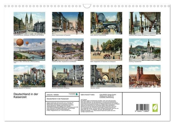 Produktbild: Deutschland in der Kaiserzeit (Wandkalender 2026 DIN A3 quer), CALVENDO Monatskalender