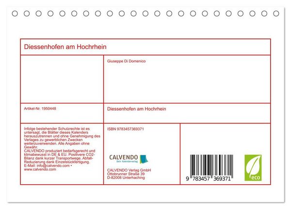 Produktbild: Diessenhofen am Hochrhein (Tischkalender 2026 DIN A5 quer), CALVENDO Monatskalender