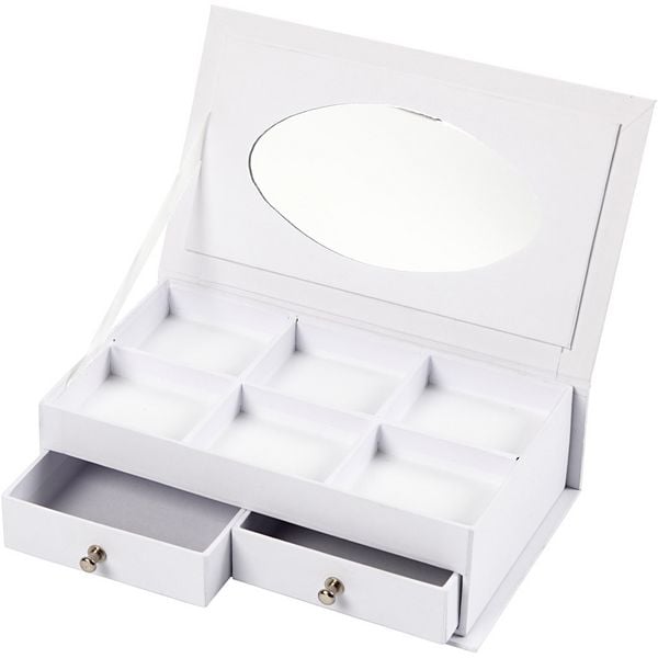 Produktbild: Creativ Company Schmuckkasten, H 5 cm, Gr&ouml;&szlig;e 18x10,5 cm, Wei&szlig;, 1 Stk