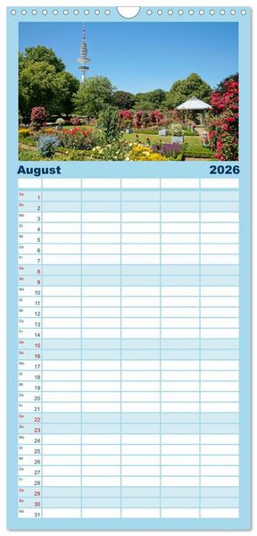 Produktbild: Familienplaner 2026 - Hamburg mit 5 Spalten (Wandkalender, 21 x 45 cm) CALVENDO