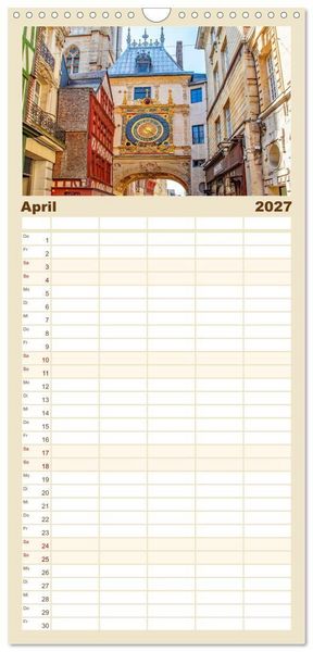 Produktbild: Familienplaner 2027 - Normandie - Frankreichs wundersch&ouml;ner Norden mit 5 Spalten (Wandkalender, 21 x 45 cm) CALVENDO