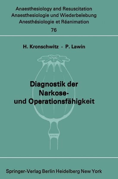 Diagnostik der Narkose- und Operationsfähigkeit, Taschenbuch von , Springer Berlin, 9783540065050