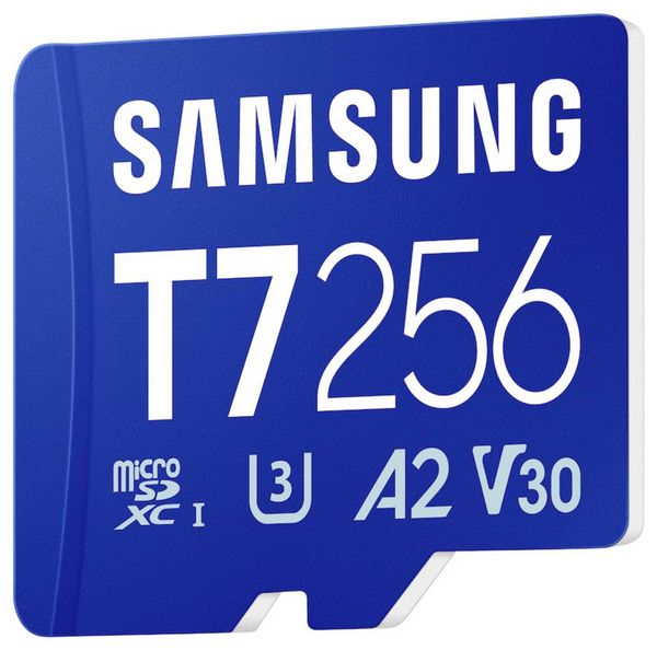 Produktbild: Samsung T7 microSDXC-Karte Retail 256 GB UHS-I U3, A2 Application Performance Class, Class 10, v30 Video Speed Class