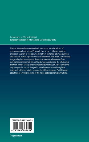 Produktbild: European Yearbook of International Economic Law 2010