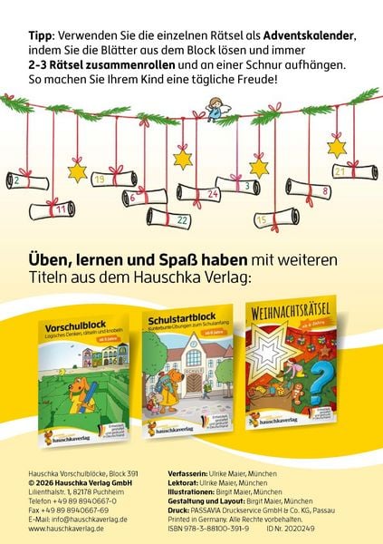 Produktbild: Weihnachtsr&auml;tsel &ndash; Kunterbunter Vorschulblock ab 5 Jahre
