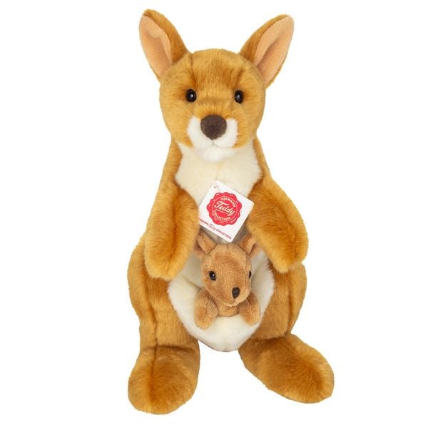 Produktbild: Teddy Hermann 916338 - K&auml;nguru mit Baby, 30 cm, Pl&uuml;schtier