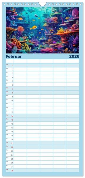 Produktbild: Familienplaner 2026 - Unten im Meer ist was los mit 5 Spalten (Wandkalender, 21 x 45 cm) CALVENDO
