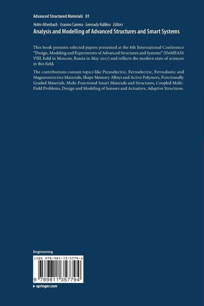 Produktbild: Analysis and Modelling of Advanced Structures and Smart Systems