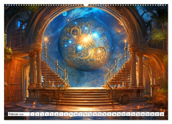 Produktbild: Mystische Welten - Mit B&uuml;chern die Grenzen der Phantasie erweitern (hochwertiger Premium Wandkalender 2026 DIN A2 quer), Kunstdruck in Hochglanz