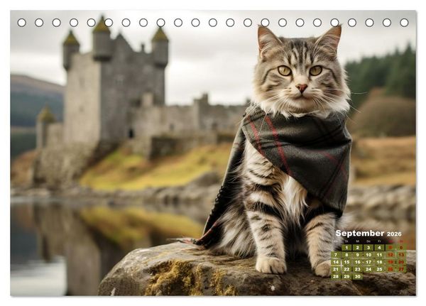 Produktbild: Schottische Katzenhelden (Tischkalender 2026 DIN A5 quer), CALVENDO Monatskalender