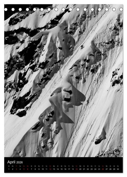 Produktbild: Monochrome Ski (Tischkalender 2026 DIN A5 hoch), CALVENDO Monatskalender