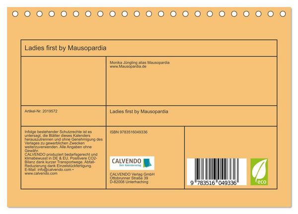 Produktbild: Ladies first by Mausopardia (Tischkalender 2026 DIN A5 quer), CALVENDO Monatskalender