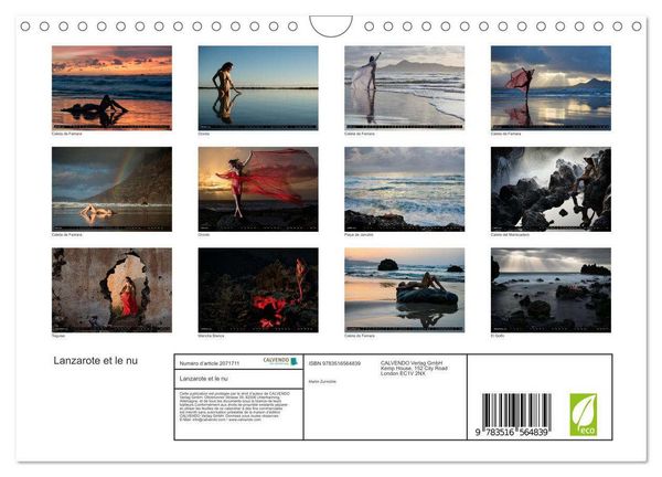 Produktbild: Lanzarote et le nu (Calendrier mural 2026 DIN A4 vertical), CALVENDO calendrier mensuel
