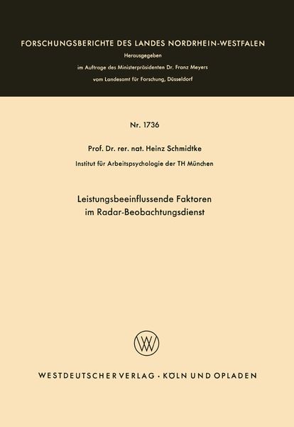Produktbild: Leistungsbeeinflussende Faktoren im Radar-Beobachtungsdienst