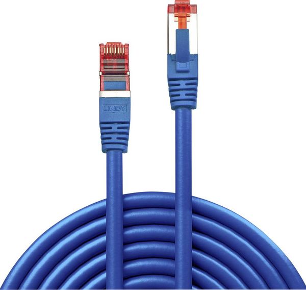 Produktbild: LINDY 47723 RJ45 Patchkabel CAT 6 S/FTP 10.00m Blau mit Rastnasenschutz 1St.