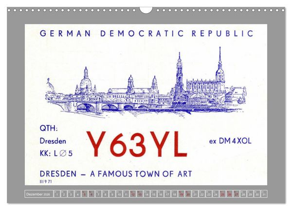 Produktbild: DDR - Ostalgie auf QSL-Karten (Wandkalender 2026 DIN A3 quer), CALVENDO Monatskalender