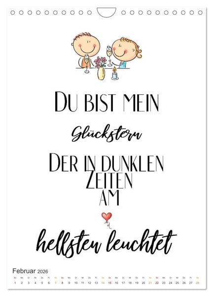 Produktbild: Liebesspr&uuml;che (Wandkalender 2026 DIN A4 hoch), CALVENDO Monatskalender
