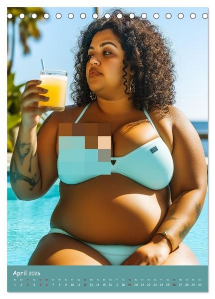 Produktbild: Curvy Pin-up Girls - Verf&uuml;hrerische Rundungen am Pool (Tischkalender 2026 DIN A5 hoch), CALVENDO Monatskalender