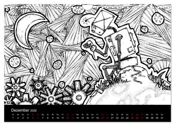 Produktbild: Bezaubernde Mini-Monster - Ein Ausmal-Kalender (Wandkalender 2026 DIN A4 quer), CALVENDO Monatskalender