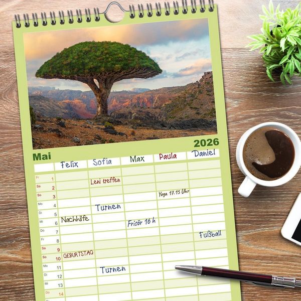 Produktbild: Familienplaner 2026 - Leidenschaft Landschaften mit 5 Spalten (Wandkalender, 21 x 45 cm) CALVENDO