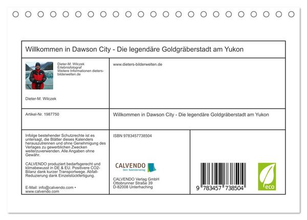 Produktbild: Willkommen in Dawson City - Die legend&auml;re Goldgr&auml;berstadt am Yukon (Tischkalender 2026 DIN A5 quer), CALVENDO Monatskalender