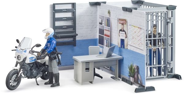 Produktbild: bruder 62732 bworld Polizeistation mit Polizeimotorrad und 2 Figuren