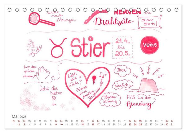 Produktbild: Sternzeichen-Kalender (Tischkalender 2026 DIN A5 quer), CALVENDO Monatskalender