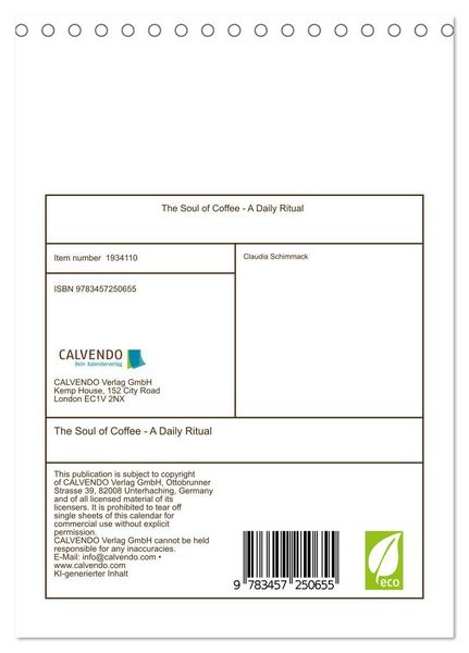 Produktbild: The Soul of Coffee - A Daily Ritual (Desk Calendar 2026 DIN A5 portrait), CALVENDO 12 Month DeskCalendar