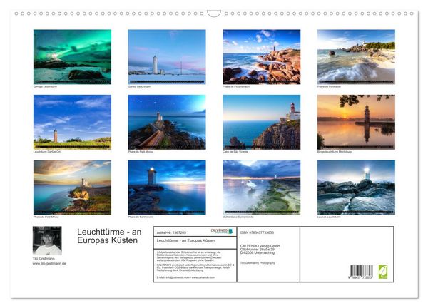 Produktbild: Leuchtt&uuml;rme - an Europas K&uuml;sten (Wandkalender 2026 DIN A2 quer), CALVENDO Monatskalender