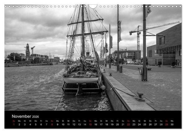 Produktbild: Bremerhaven - Blickpunkte Schwarzwei&szlig; (Wandkalender 2026 DIN A3 quer), CALVENDO Monatskalender