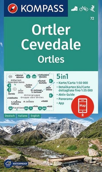Produktbild: KOMPASS Wanderkarte 72 Ortler/Ortles, Cevedale 1:50.000