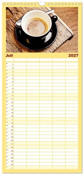 Produktbild: Familienplaner 2027 - KAFFEE 2027 mit 5 Spalten (Wandkalender, 21 x 45 cm) CALVENDO