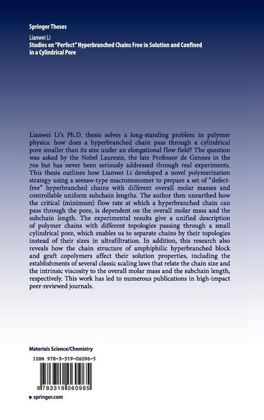 Produktbild: Studies on "Perfect" Hyperbranched Chains Free in Solution and Confined in a Cylindrical Pore